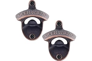 HAIICEN Vintage Copper Bottle Cap Opener Wall Mount, Retro Beer Bottle Opener with Screws for Homes Kitchen (Pack of 2)