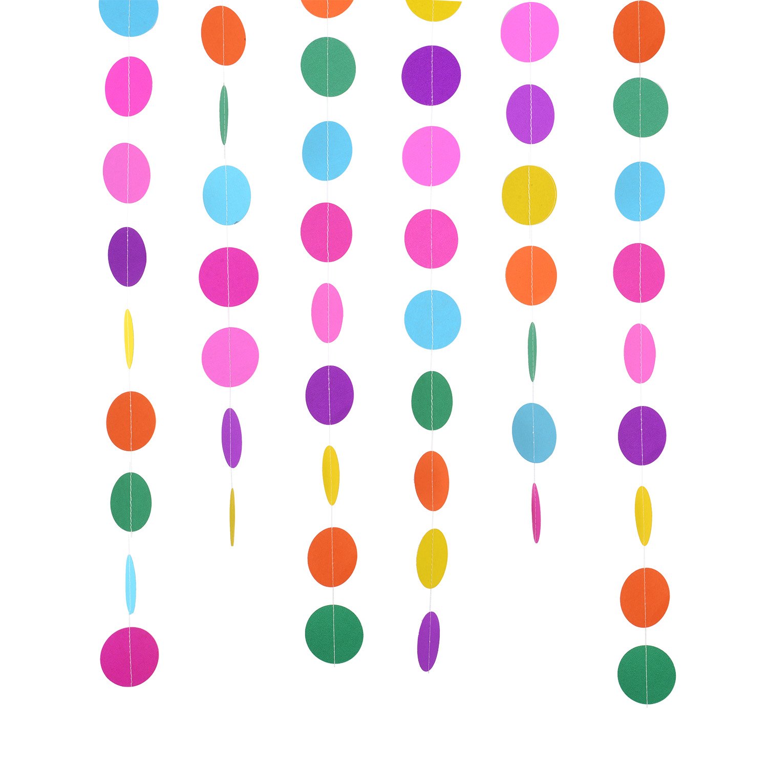2 Packs 4 Meters Round Paper Garland Assorted Colors Circle Dots Hanging Decorations for Birthday Party Wedding