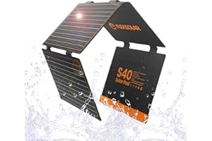 FlexSolar 40W Portable Solar Panel with USB-A and USB-C Port Charge for Smart Phone Power Bank IP67 Waterproof ETFE Monocrystalline Power Emergency Solar Panels for Camping Lanterns Small Fans Monitor