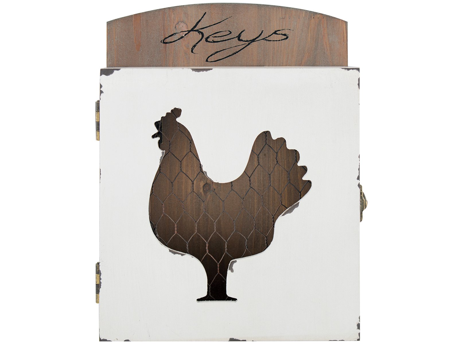 Creative Tops Farmer's Market Shabby Chic Hen Wood and Chicken Wire Key Holder, Multi-Colour