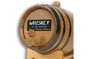 American Oak Barrel (2 liter) with Chalkboard Front - Charred Mini Keg for Aging Cocktails, Bourbon, Scotch, Whiskey, Gin, Hot Sauce - Home Bar Decor by Thousand Oaks Barrel Co.