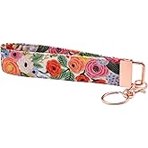 LNKRE JEWELRY Women Floral Wristlet Keychain, Hand Wrist Lanyard Key Chain Holder Work for Key Wallets