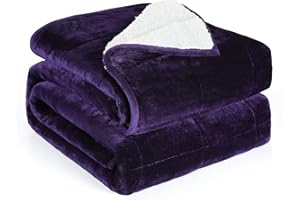 Alomidds Weighted Blanket Twin Size 15lbs 48x72 inches, Sherpa Weighted Blankets for Adults,Fluffy Warm Sherpa & Cozy Soft Flannel Snuggle Thick Heavy Blanket Great for Relaxing, Purple