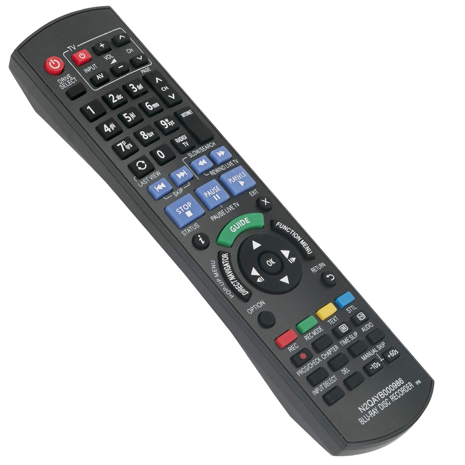 VINABTY N2QAYB000986 Replacement Remote Fit for Panasonic Blu-ray Disc Recorder DMR-BCT84 DMR-BCT74 DMR-BCT940 DMR-BST940 DMR-BCT845 DMR-BST740 DMR-BST845