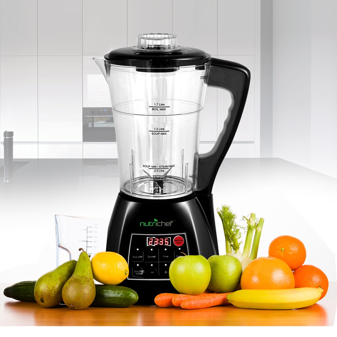 Upgraded NutriChef Pro Soup Maker & Blender Multifunction Machine Hot and Cold, Juicer, Soup