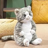 PEACH CAT Cat Stuffed Animal 14" Cute Kitten Plushies Soft Plush Toys Gifts for Kids Grey