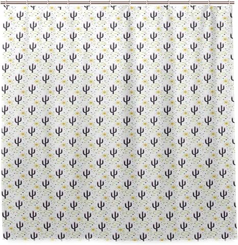 Amazon Miscery シャワーカーテン ストライプと太陽をモチーフにしたサボテンシルエット背景多肉植物パターン 防水 バスカーテン 浴室 脱衣所 洗面所 間仕切り プライバシー保護 取付簡単 180ｘ180cm さまざまなパターン シャワーカーテン ホーム キッチン