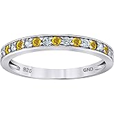 Jewels By Lux Sterling Silver Womens White Yellow Cubic Zirconia Semi Eternity Stackable Bridal Anniversary Engagement Wedding Band Ring