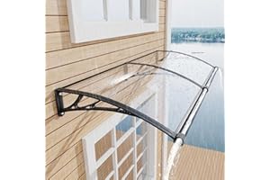 GGNEBAI Awning for Door Entrance 40x60 Inch, Polycarbonate Canopy Front Door Awnings Exterior with Separate Drainage, All-Weather UV, Rain & Snow Protection for Porch, Patio, Window, or Deck