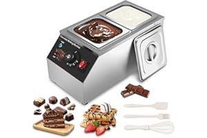 MOOTACO Chocolate Melter Stainless Steel 2 Tanks Chocolate Melting Pot, Commercial Chocolate Tempering Machine Warmer