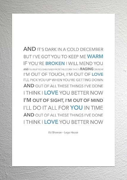 Ed Sheeran Lego House Funky Lyric Art Print A4 Size Amazon