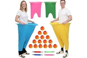 Granny Pants Yard Game Set, 24 PCS Funny Giant Pants Game for Adults - 4Pcs Grandma Pants, 16 Colorful Bouncy Balls & 4 Air P