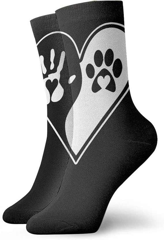 Hand Paw Print Dog Cat Paw Crew Socks Unisex Vintage Style