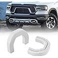 TECHPICCO Front Tow Hooks Covers Hitch Cover Customized Car Tow Hooks Compatible with RAM 1500 Accessories 2019-2025|White (Not Fit for RAM 1500 Classic,Warlock,RAM 2500,RAM 3500)