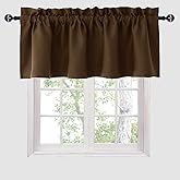 Hiasan Valance Curtains Blackout Solid Rod Pocket Valances for Living Room and Bedroom, 42 x 18 Inches Length, Brown, 1 Panel