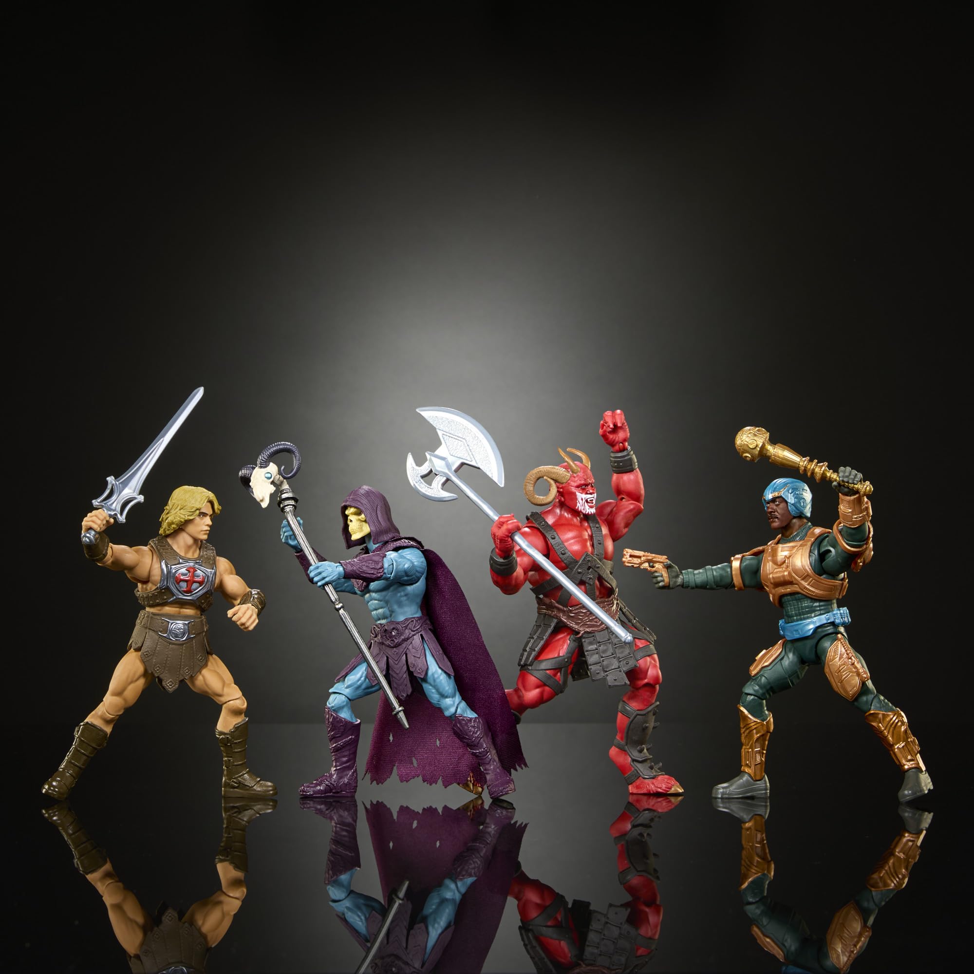 Masters of the Universe Actionfigur-Spielzeug Viererpack, ca. 14 cm, detailgetreu zum Film von 2026 mit 1 exklusivem Inhalt, 14 Bewegungspunkte, Galitzine Elba Björnsson, JKJ33 4