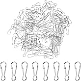 100 PCS Stainless Steel Spring Lanyard Hooks, Small Spring Snap Hooks Silver Rust-Proof Lanyard Snap Clip Hook for Id Card Key Chain Wallets Purse Zipper Pull Badge Holder Clasp DIY Craft (25mm)