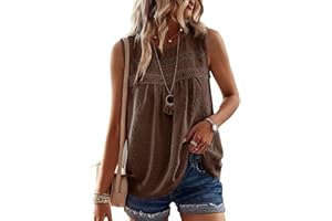 Falechay Womens Summer Tops Boho Shirts Crewneck Sleeveless Tank Tops Flowy Lace Hem Casual Blouses Clothing Trendy 2026