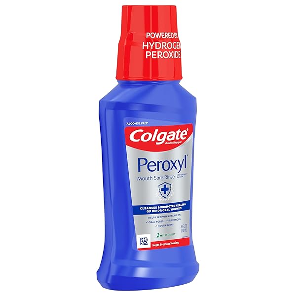 COLGATE PEROXYL ANTISEPTIC MOUTH SORE RINSE, ALCOHOL FREE, 1.5% HYDROGEN PEROXIDE, MILD MINT, 8.45 OUNCE