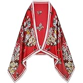 WaJuemy Silk Feeling Scarf for women Lightweight Long Floral Scarves Shawl Wraps Elegant Evening Dresses Satin Shawls Scarfs