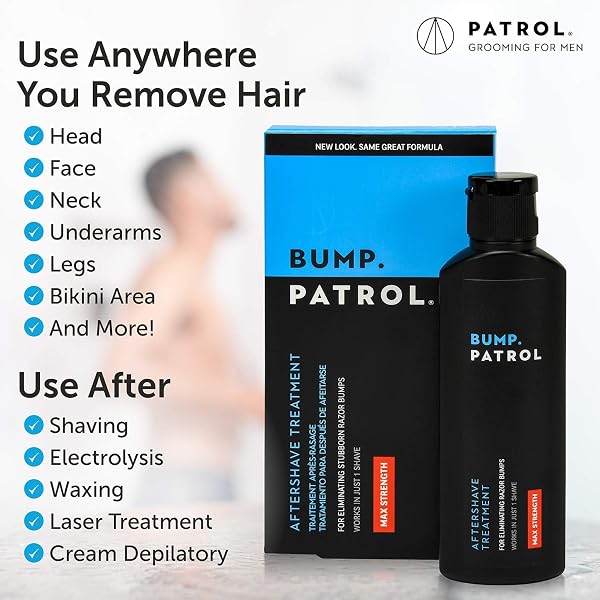 BUMP PATROL MAXIMUM STRENGTH AFTERSHAVE FORMULA – AFTER SHAVE SOLUTION ELIMINATES RAZOR BUMPS AND INGROWN HAIRS – 2 OUNCES 4 PACK