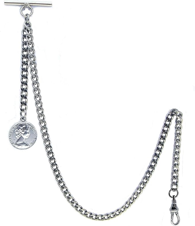 Albert Chain Silver Tone Pocket Watch Chain Vest Chain for