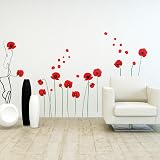 Pangda Flower Bin Home Decoration Stickers 22pc PVC Removable Red Green view 6