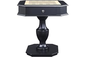 Casaround Reversible Chess Checker Game Table w/Game Tray (Chess Fingures Not Included),Exquisite and Practical, Smooth，with Drawer (Black)