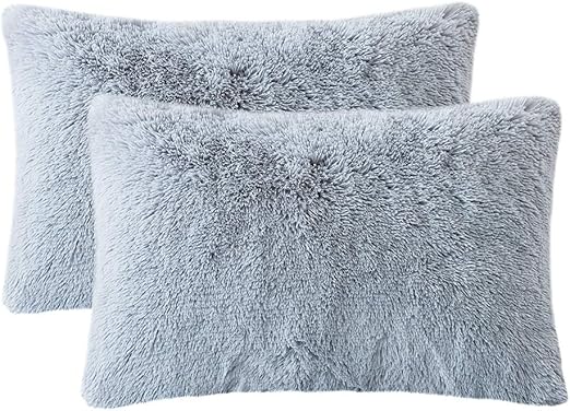 Amazon Com Liferevo 2 Pack Shaggy Plush Faux Fur Pillow Shams