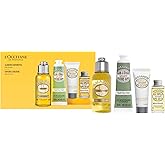 L'OCCITANE Almond Favorites Set: Cleansing Shower & Supple Skin Oils, Hand Cream & Moisturizer, Travel Size Skincare Essentials, Bath & Body Gift Set