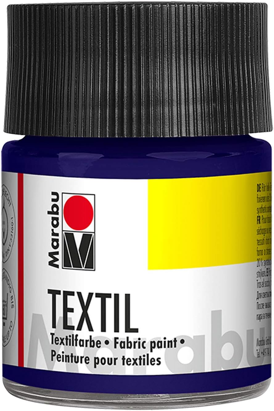Old Holland Marabu Textil Fabric Paint, Dark Blue, (053), 50ml, for Fabric Painting Printing Of Coloured Fabrics