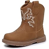 Ahannie Toddler Cowboy Boots for Boys & Girls – Baby Round Toe Western Boots with Hook & Loop Ages 9 Months–4 Years