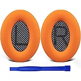SoloWIT Replacement Earpads Cushions for Bose QuietComfort 35 (QC35) & Quiet Comfort 35 II (QC35 ii) Headphones, Ear Pads with Softer Leather, Noise Isolation Foam, Added Thickness (Orange)