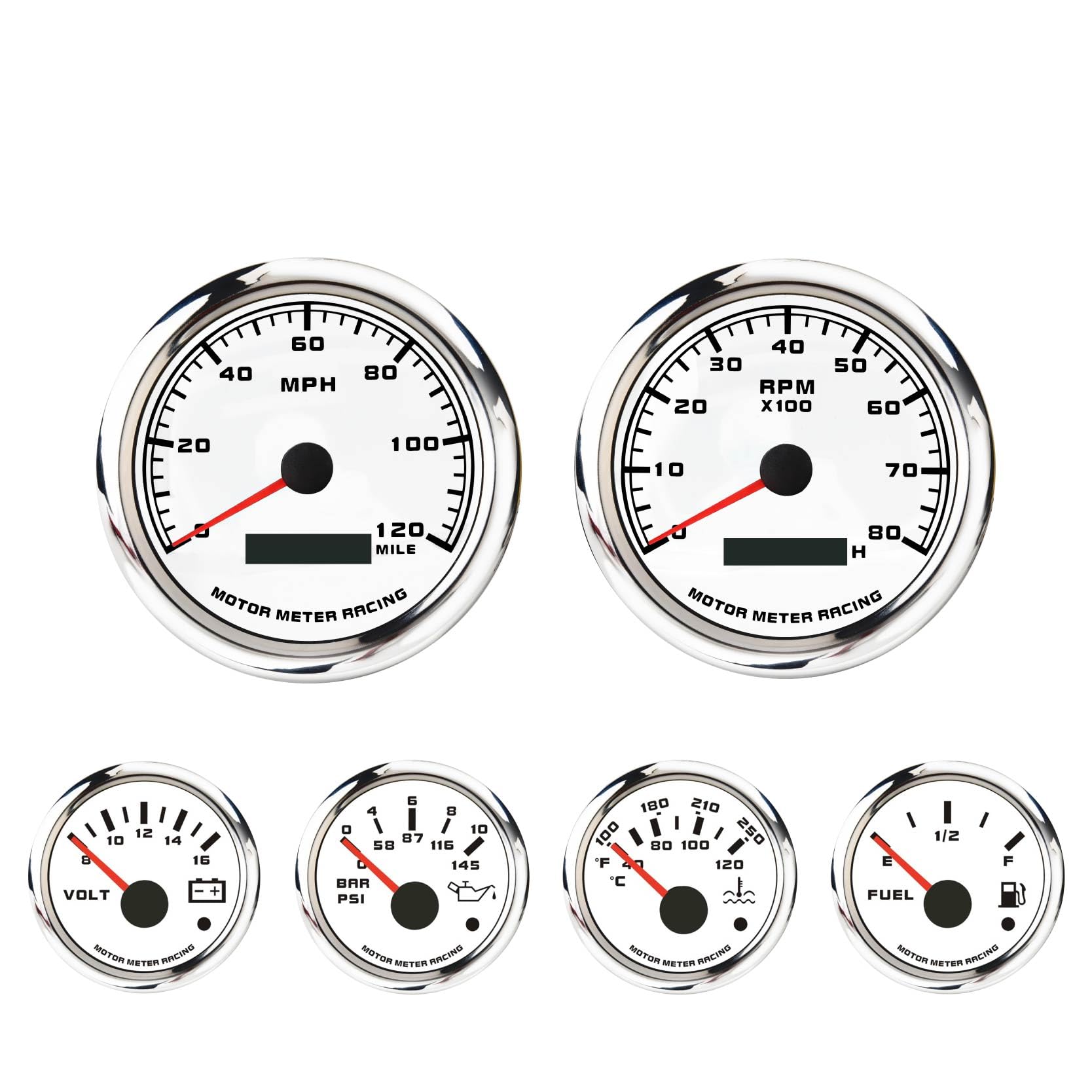 MOTOR METER RACING W PRO Series 6 Gauge Set - 85mm