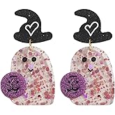 Colorful Resin Halloween Trick Or Treat Dangle Earrings for Women Funny Halloween Ghost Qute Witch Earrings Holiday Gifts Cosplay Party Jewelry