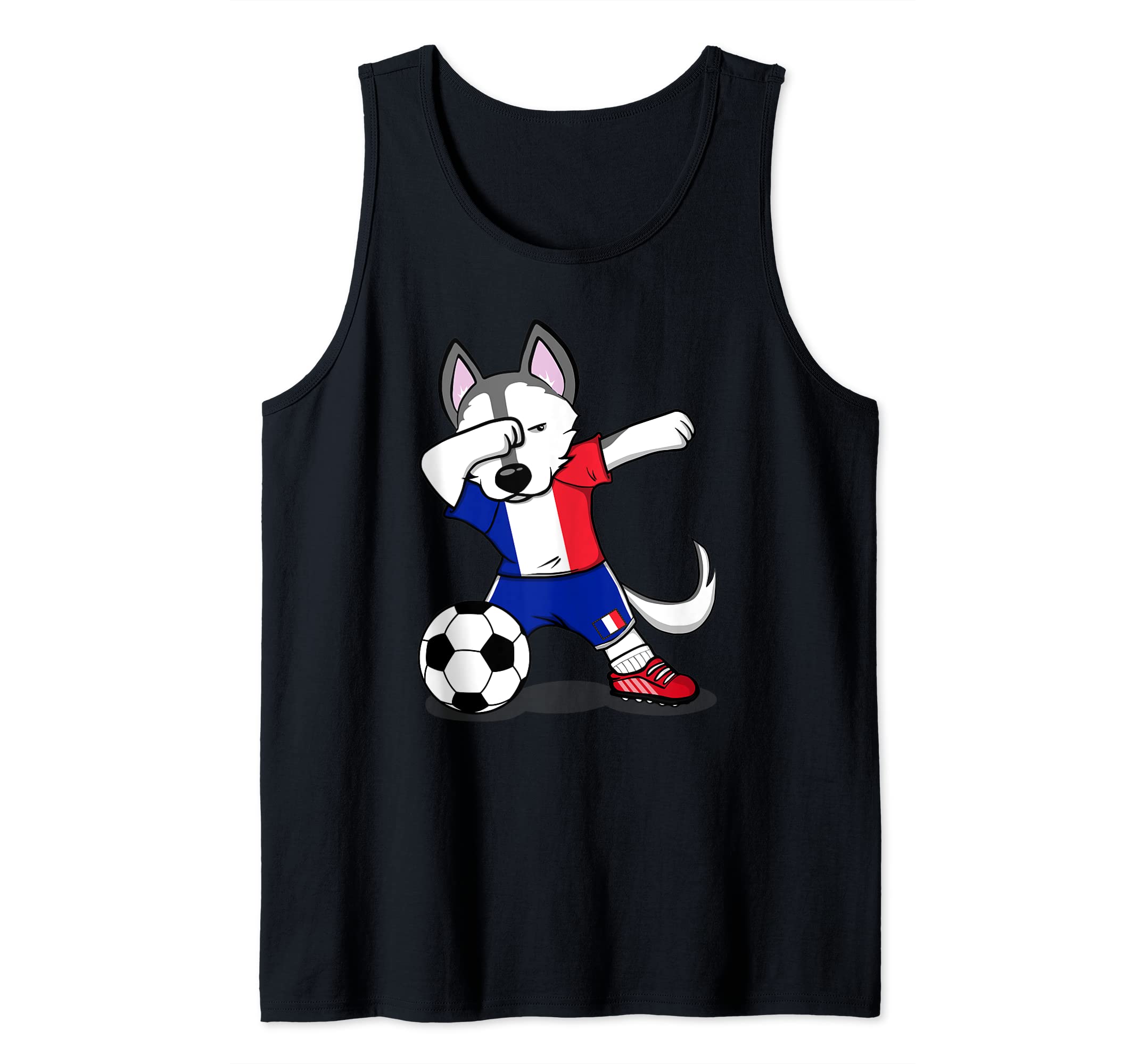 Dabbing Husky Dog France Soccer Fans Jersey French Football Tank Top