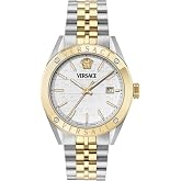 Versace Athletic Collection Luxury Mens Watch Timepieces with a Two Tone Bracelet and Case Featuring a White Dial