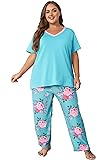 Vozanet Women's Pajama Sets Short Sleeve with Long