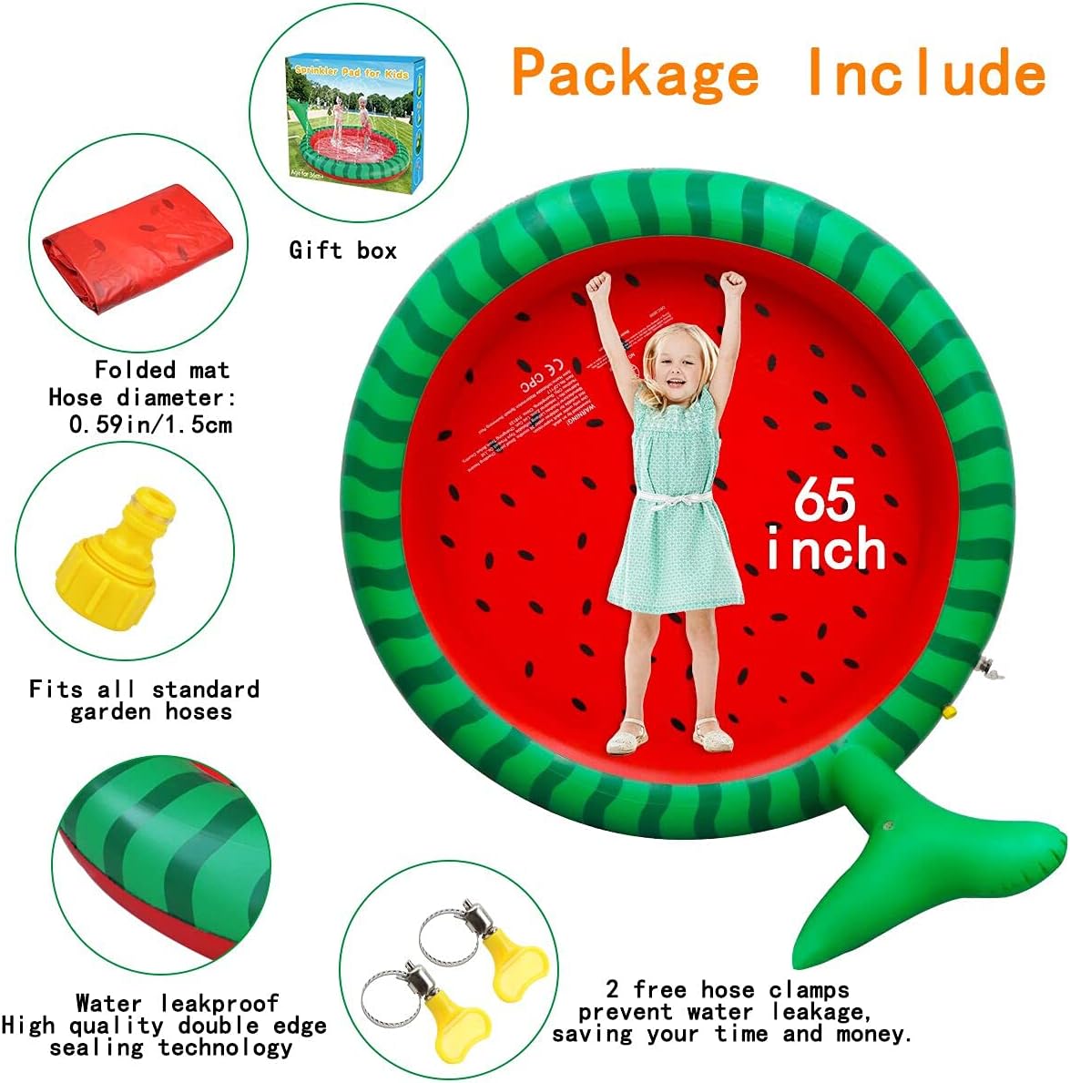 Apfity Splash Pad for Kids Dogs, 68" Sprinkle Play Mat Summer Water Toys Inflatable Swimming Pool for Toddlers Baby Kiddie and Pets Dog Outside Sprinkler Pool for Age 2 3 4 5 6 7 8 9 10: Kitchen & Dining