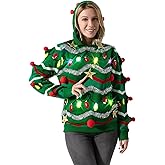 LED Ugly Christmas Sweater for Women, Unisex Men Xmas Pullover with Light for Party Festive 21007 Medium