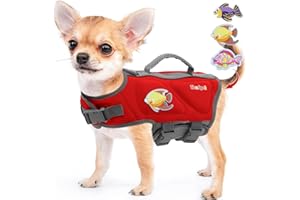 Sheripet Dog Life Jacket for Small Dogs, Good Visibility Dog Life Vest for Swimming with Reflective Stripes and Rescue Handle, Dog Flotation Vest S Size