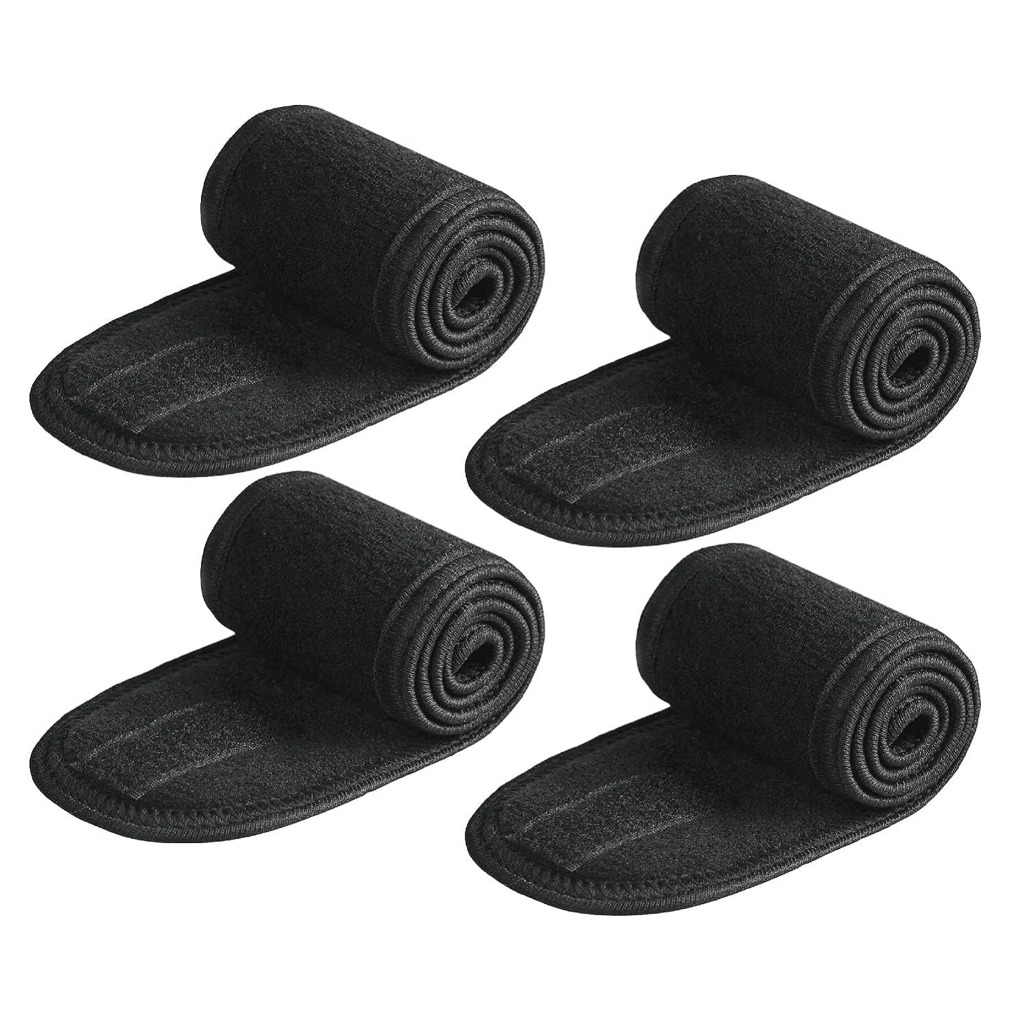 4 Pack Spa Facial Headband Makeup Hair Band Women Skincare Adjustable Microfibre Headband for Washing Face Sports Shower Yoga Bath (Black)