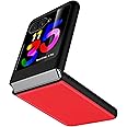 Cresee Case for Motorola Razr Plus 2023 (Razr+ 2023) with Cover Screen Protector, Genuine Leather Phone Case for Moto Razr+ 2023 - Red