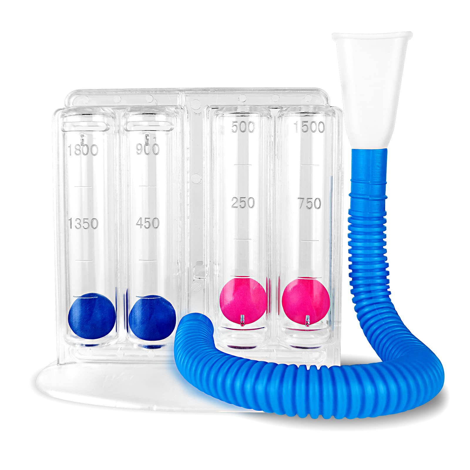 Deep Breathing Lung Exerciser Trainer Vital Capacity Incentive Four-Ball Apparatus Spirometer, Washable and Hygienic