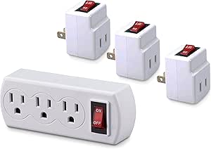 Amazon.com: Triple Plug Outlet Adapter with On/Off Switch Energy Saving ...