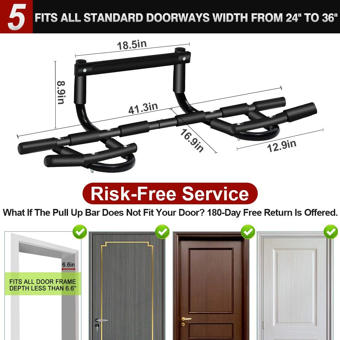 LINODI Pull up Bar for Doorway, Strength Training Pull-up Bars for Home Gym Exercise, Multi-Functional Door Pull Up Chin up Bar No Screws, Portable Heavy Duty Doorway Trainer(180-days Free Return) : Sports & Outdoors