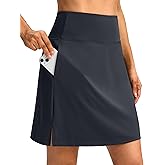 SANTINY 18" Skorts for Women 3 Pockets High Waist Long Athletic Tennis Skirt Golf Skort for Casual Summer Travel