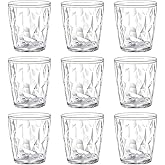Hedume 9 Pack 10-ounce Plastic Water Tumblers, Transparent Drinking Glasses, Clear Acrylic Reusable Juice Wine Cups Stackable for Home, Picnic Party