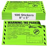 100 Pack No Parking Stickers Hard to Remove - Bad Parking Stickers - 8x5
