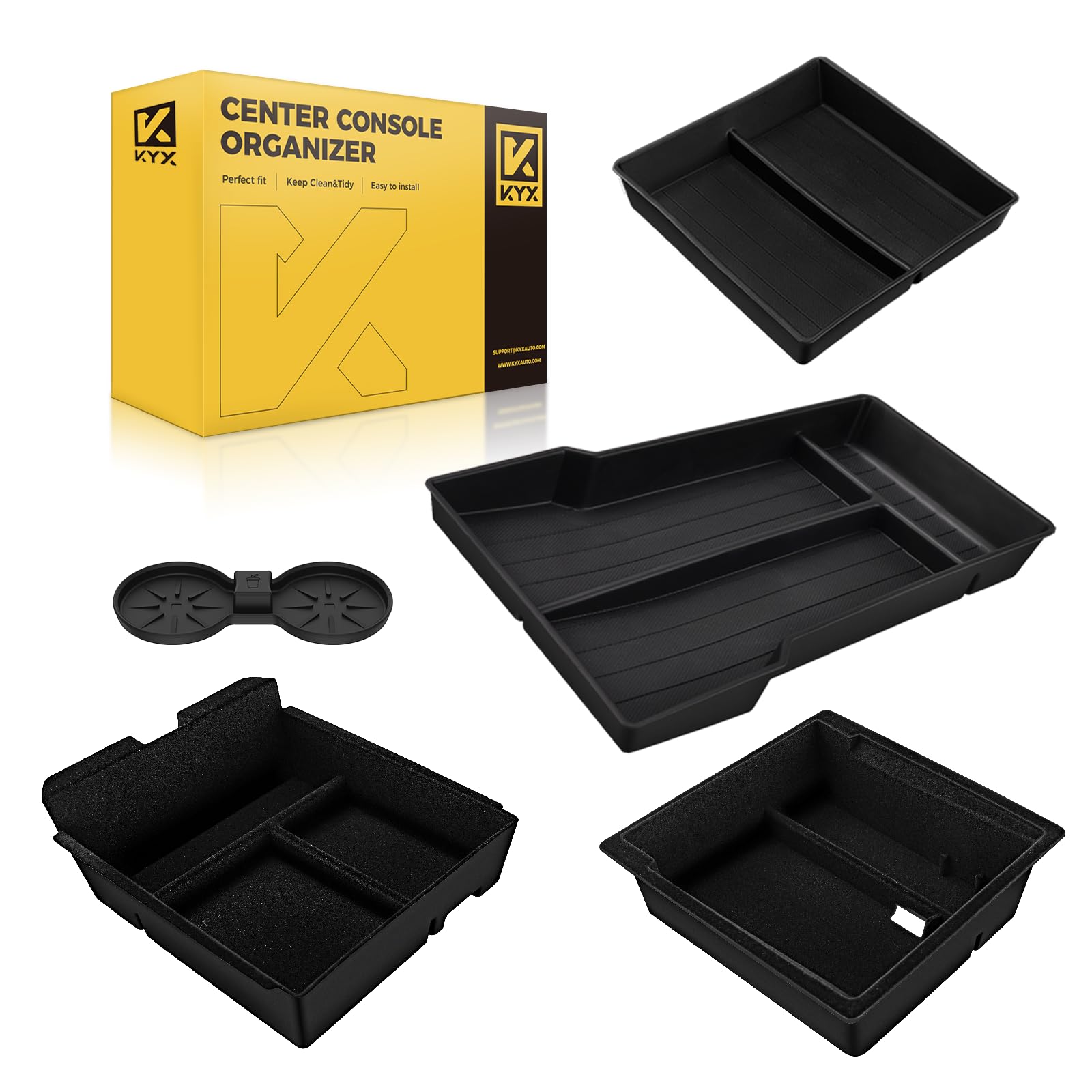 Photo 1 of *****PARTS ONLY *******KYX 2024 2025 Tesla Model 3 Highland & 2025 New Model Y Center Console Organizer | Dual-Layer Sliding Storage Box, 5-Piece Set - Black | Not Compatible with Older Model Y 2021-2025